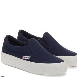 Superga Platform Slip On Sneakers Canvas Dark Navy Blue EU 39 Women's US 8